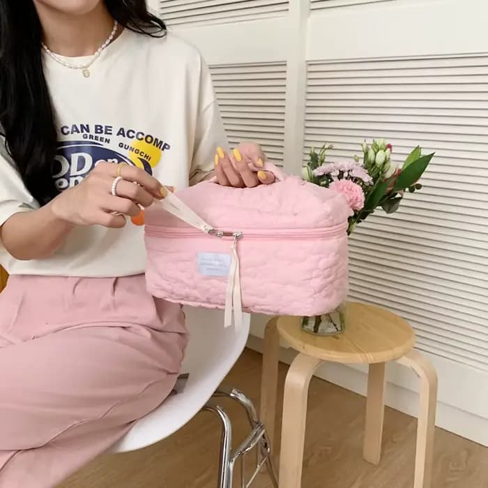 Trousse de maquillage à motif de fleurs pour femmes