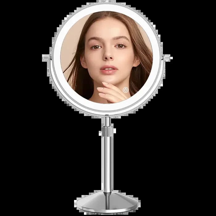 TUSHENGTU Miroir de maquillage avec lampe lumineuse grossissement 10X 3 lumières de couleur