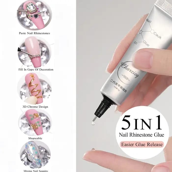 15 g/boîte 5 en 1 strass colle Gel couleur transparente Nail Art Gel collant