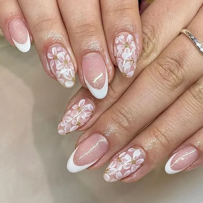 Faux ongles de Style français rose