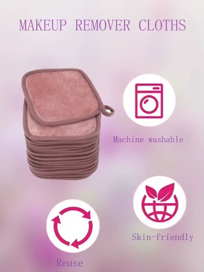 Chiffons de visage en microfibre réutilisables, démaquillant, serviettes de maquillage, tampons de n