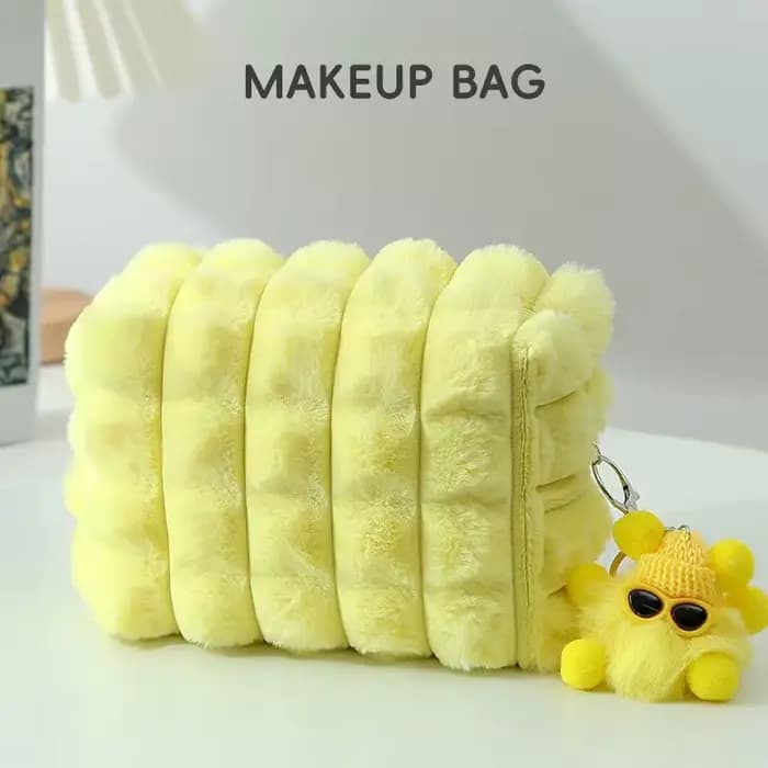 1 sac à maquillage simple et élégant avec pendentif pompon - Sac