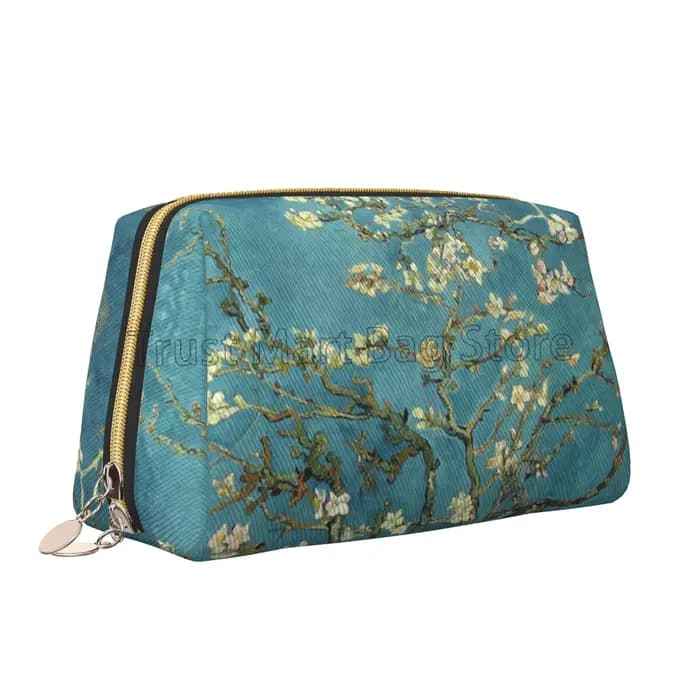 Vincent Van Gogh fleur d'amande grand sac de maquillage de voyage sacs à cosmétiques en cuir sac de rangement pour femmes pochette de toilette étanche