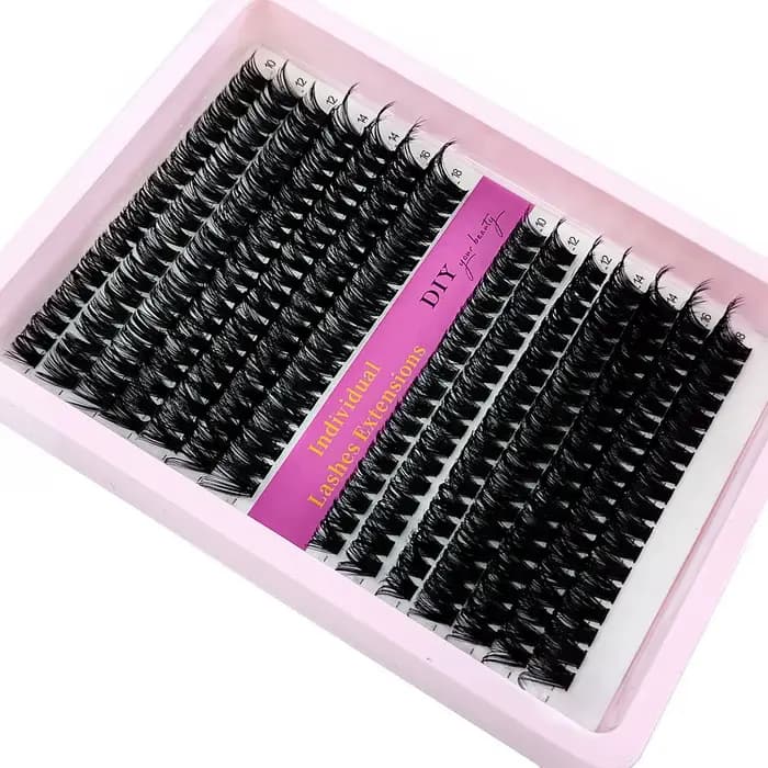 60D/80D/100D mélange plateau grappes de cils 10-18mm mélange vaporeux Extensions de cils individuels