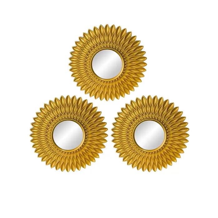Miroirs muraux décoratifs ronds pour documents dorés