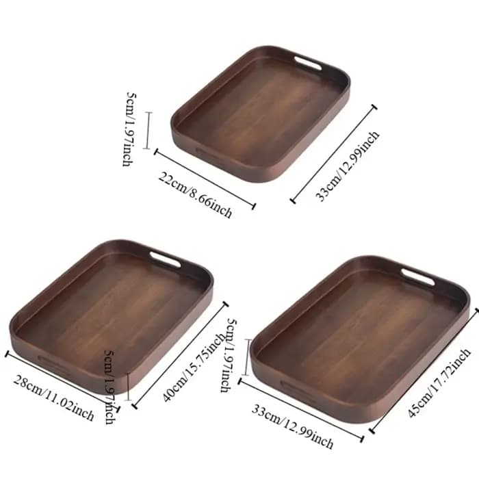 Plateau à thé rectangulaire en noyer