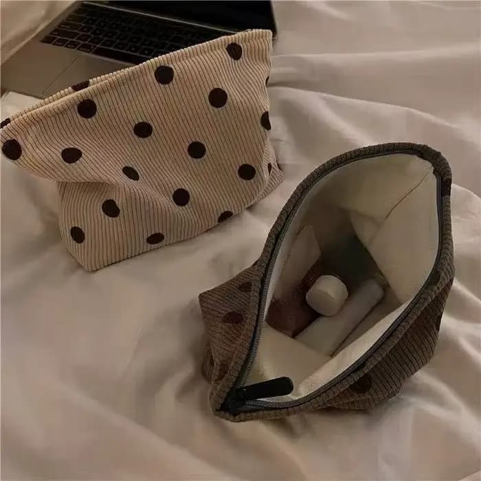 Trousse de maquillage Vintage en velours côtelé pour femmes