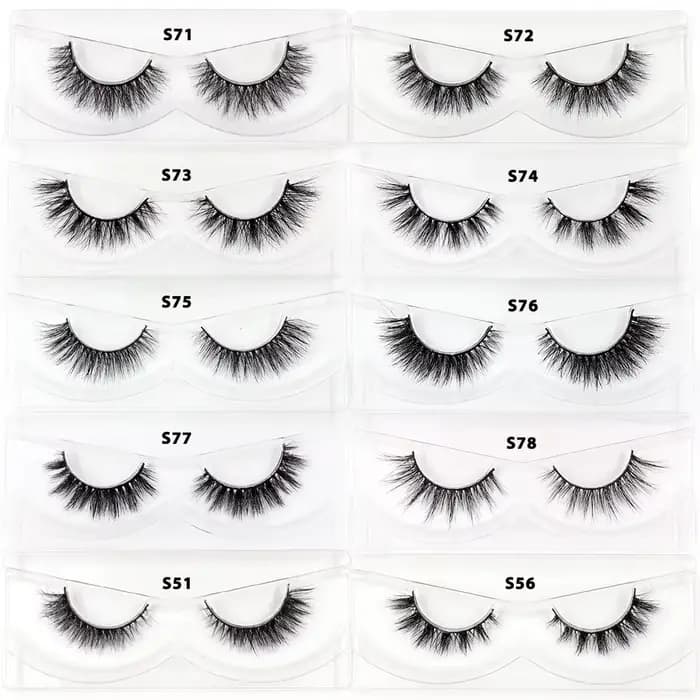 30/60/100 paires de cils de vison sans boîte cils de vison 3D courts faux cils de vison naturel en v