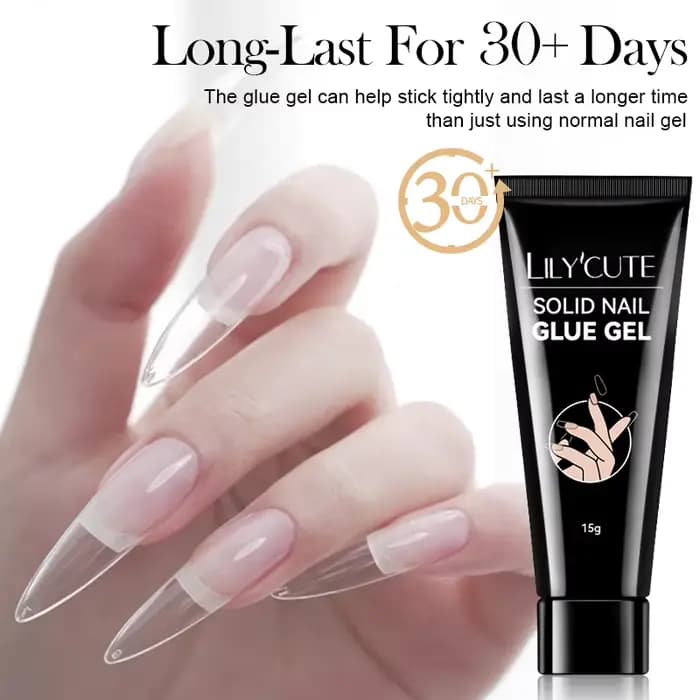 LILYCUTE 1/2/3 pièces 15g colle à ongles solide Gel pour pointe d'ongle presse sur les ongles longue
