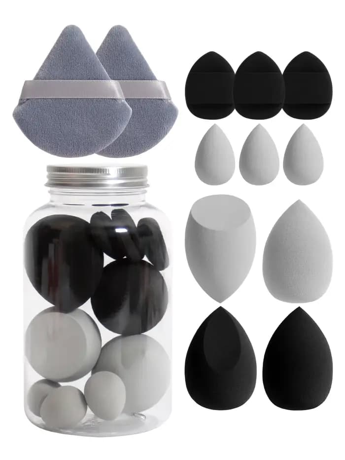 Ensemble d'éponges de maquillage 12 pièces avec pot de rangement sans Latex