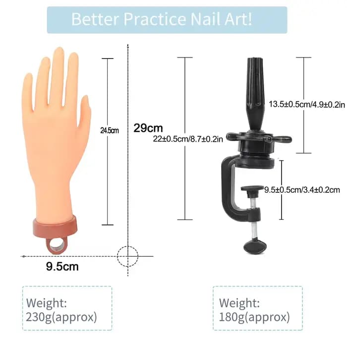 1 ensemble de faux mains pour Nail Art, Flexible, souple, réglable, en plastique, modèle prothétique