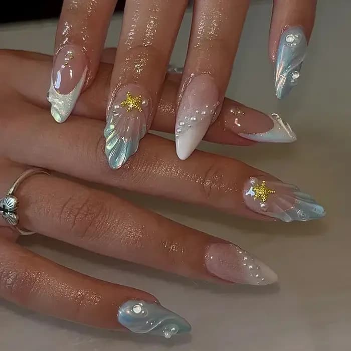 24 pièces rose amande faux ongles papillon Ballet avec Design français