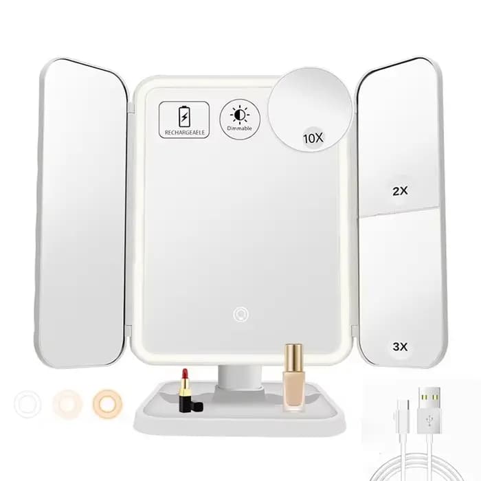 Miroir de maquillage à trois volets