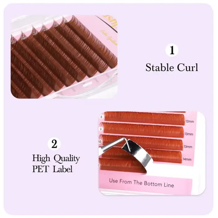 Extension de cils individuels bruns 8-15 cils mixtes colorés Premium cils brun foncé doux naturel vi
