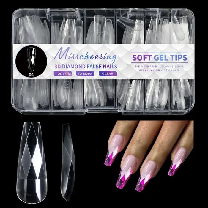 120/140 pièces 3D diamant amande Ballet cercueil faux ongles clair presse