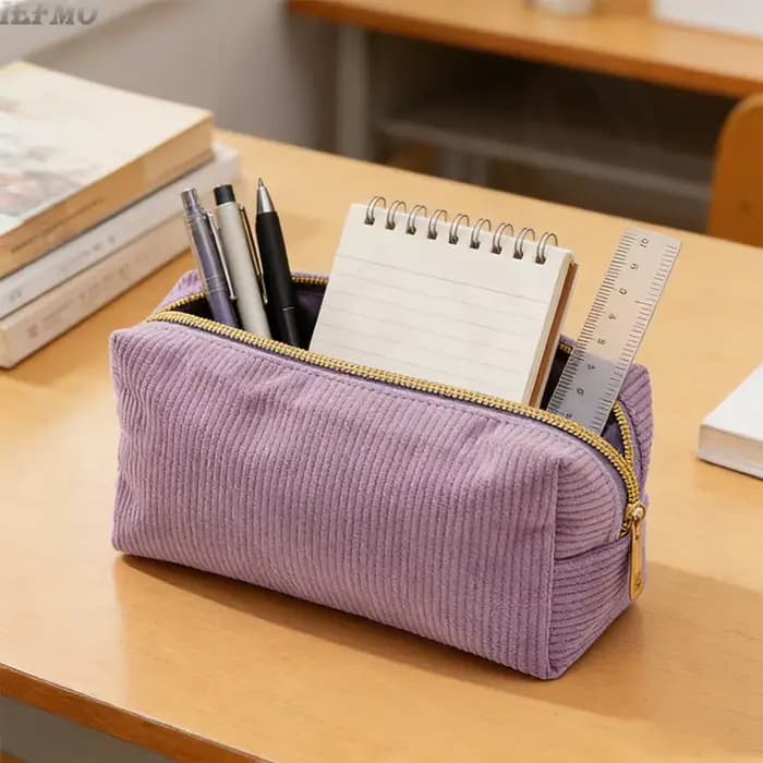 Trousse de Toilette de Voyage Portable en Velours Côtelé