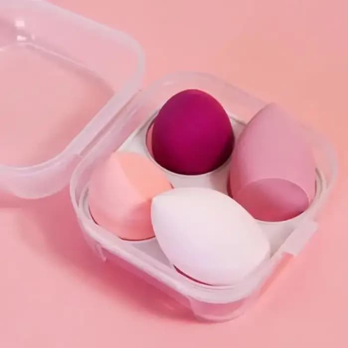 4 éponges de maquillage tendance en forme d'œuf avec rangement portable