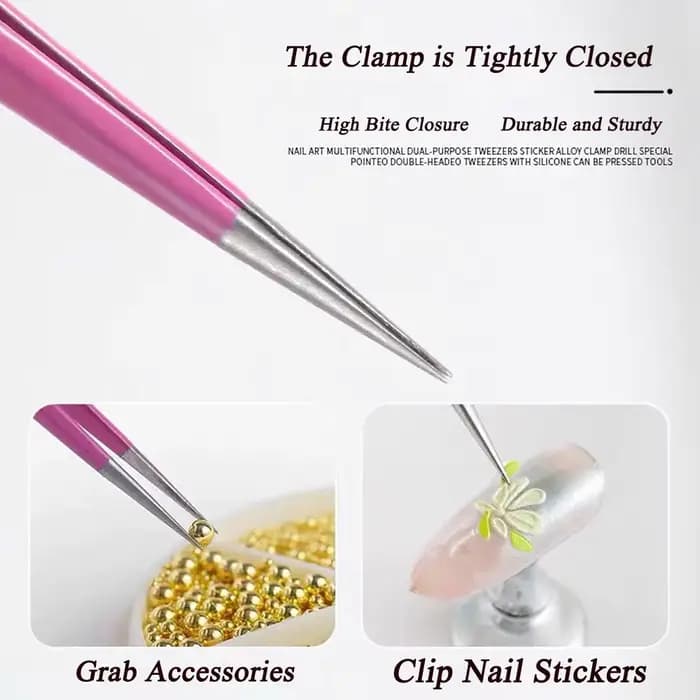 Pincettes à Double tête noires/roses, outil de maquillage à pointe inclinée en acier inoxydable, têt