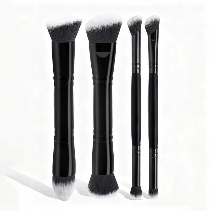 Ensemble de pinceaux de maquillage de base, 4 pièces, avec boîte, fond de teints à double extrémité,