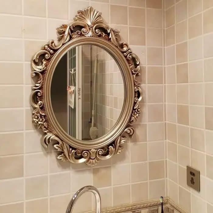 Miroir de maquillage Vintage mural esthétique ovale Design européen