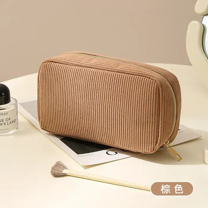 Nouvelle trousse de maquillage minimaliste en velours côtelé