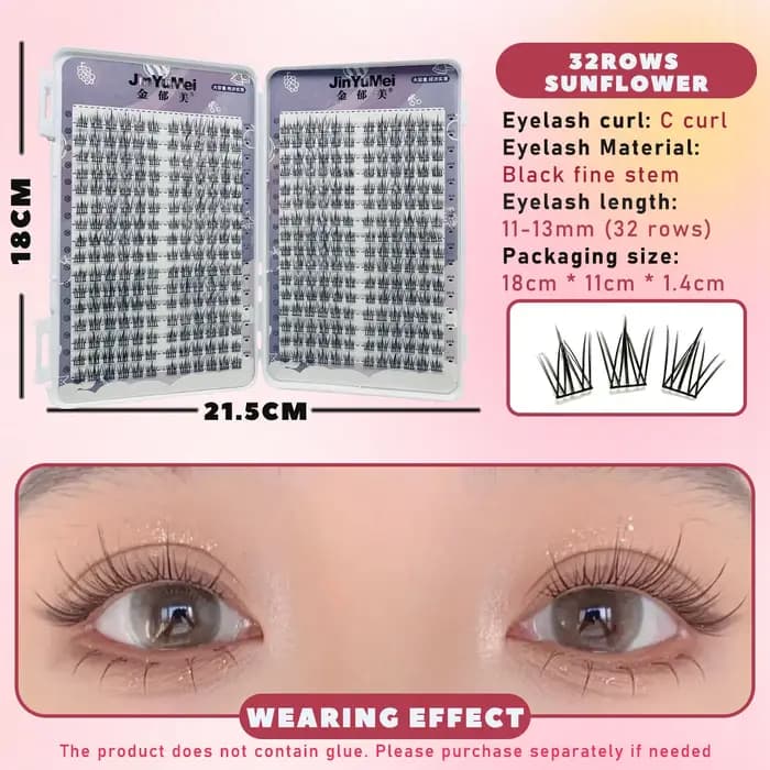 Extensions de cils en grappe individuelles professionnelles grande capacité 32 rangées