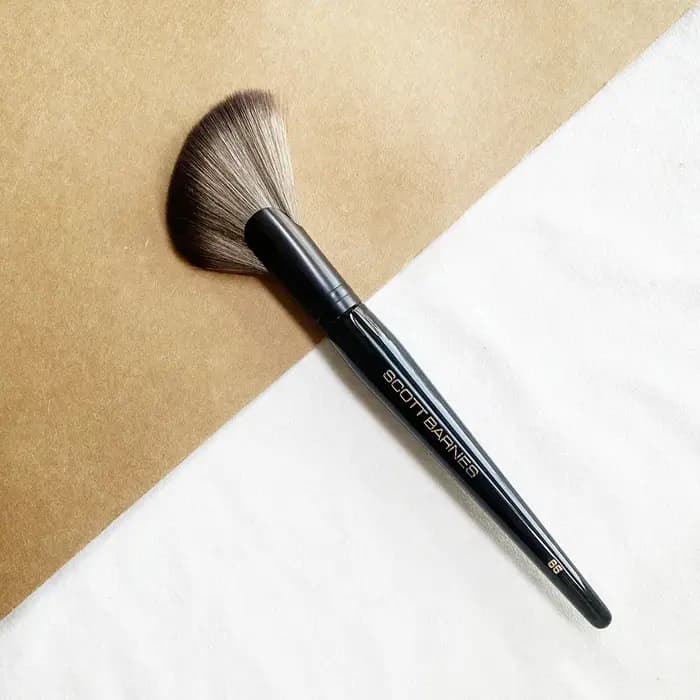 SCOTT – brosse à poudre transparente en forme d'éventail, 66 cheveux synthétiques doux, Blush, mélange de reflets, brosse de maquillage cosmétique