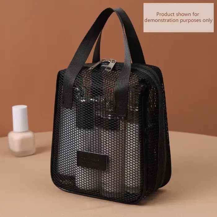 Sac de rangement en maille pour maquillage et articles de toilette, sacs à main portables de voyage,