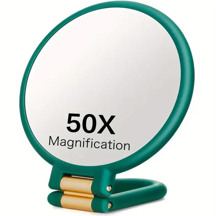 50x miroirs de maquillage portables Double face grossissement 1X/50X miroir