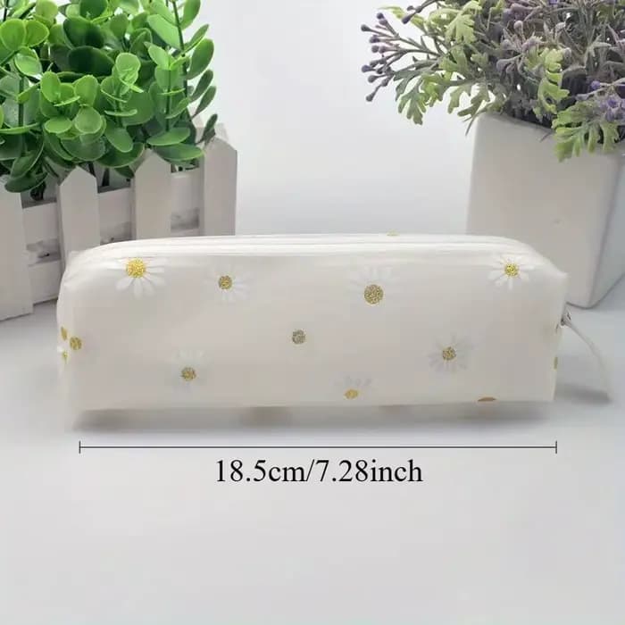 1Pc Trousse à crayons transparente Kawaii Daisy Gift Estuches