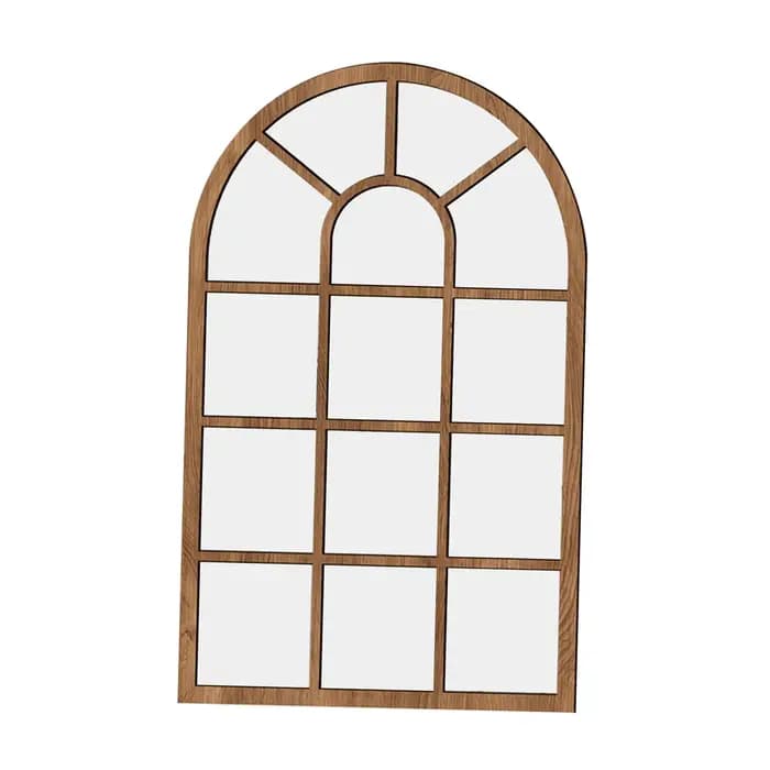 Miroir mural de fenêtre arquée en bois acrylique