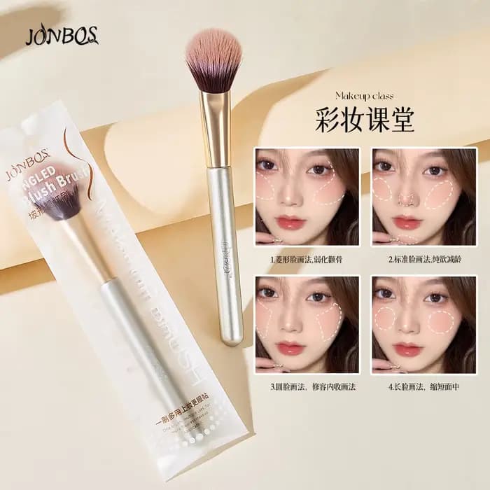 Pinceau à blush angulaire JONBOS : Pinceau de maquillage multifonctionnel pour estomper, contourner et illuminer