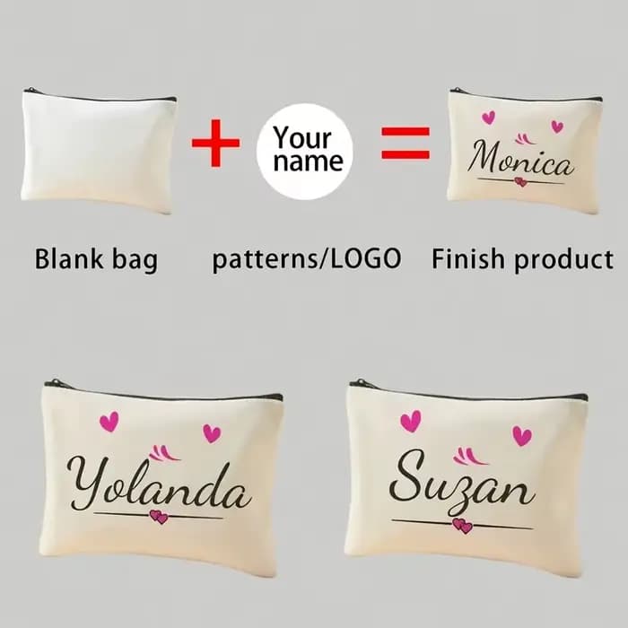 Pochette cosmétique personnalisée - Trousse de maquillage élégante pour femme avec fermeture éclair sécurisée et nom personnalisé