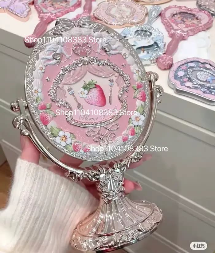 Flower Knows Moonlight Mermaid Miroir à main en cristal texturé exquis
