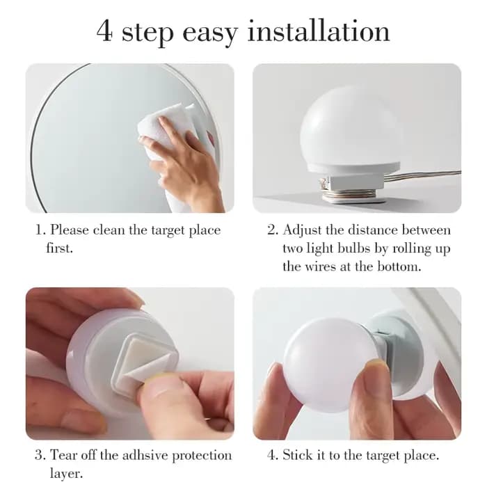 Miroir de maquillage ampoule LED lumières de vanité USB 12V salle de bain coiffeuse éclairage Dimmable LED vanité lumière pour miroir lumière