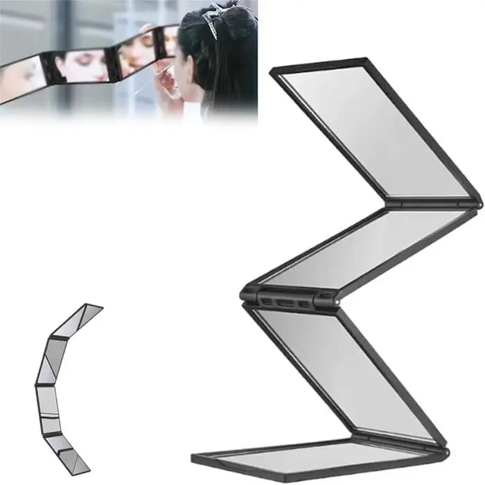 Miroir pliable multi-angles à 360 degrés, miroir portable pliable à 4 voies, miroir pliable à main p
