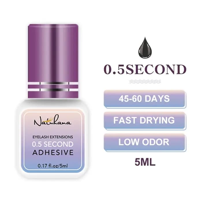 NATUHANA colle d'extension de cils noir/clair 2-3s séchage rapide yeux sensibles individuel fort faux