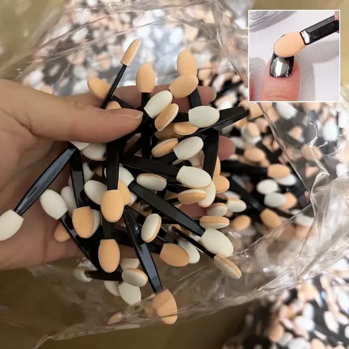 Éponge à Double extrémité pour poudre d'art des ongles, brosse multifonctionnelle pour fard à paupiè