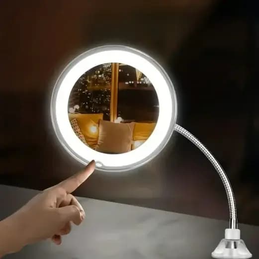 Miroir de maquillage LED avec loupe 10X et col de cygne flexible – Ventouse