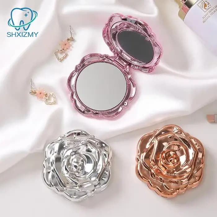 Mini miroir Portable rétro fleur de Rose