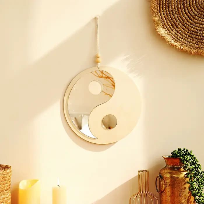 Miroir en bois décor à la maison Boho miroirs muraux pour salon chambre Tai Chi Yin Yang