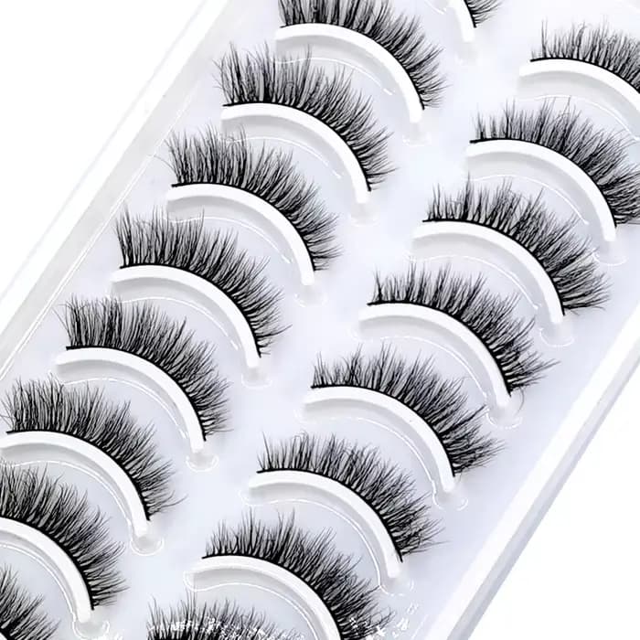 Faux Cils 3D Naturels en Vison, Longs, Doux et Moelleux, Kit de Maquillage, 10 Paires