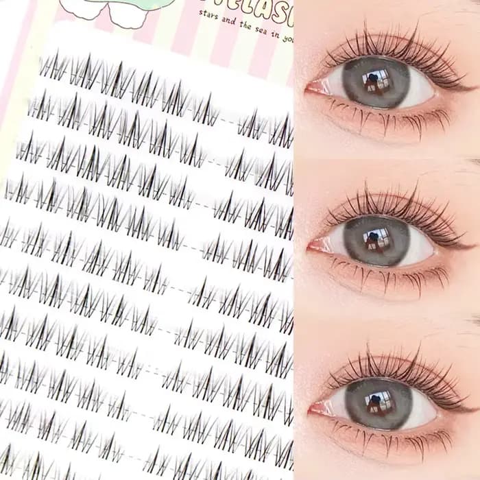 Cils segmentés de grande capacité, bande noire transparente, faux cils tournesol, Style féerique dou