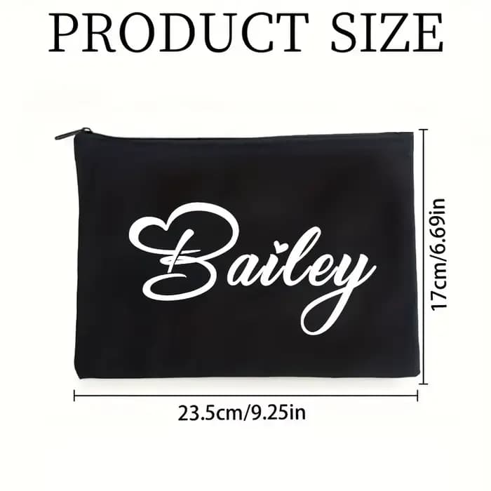 Pochette à maquillage personnalisée - Pochette cosmétique avec nom et motif cœur/couronne, tissu dur