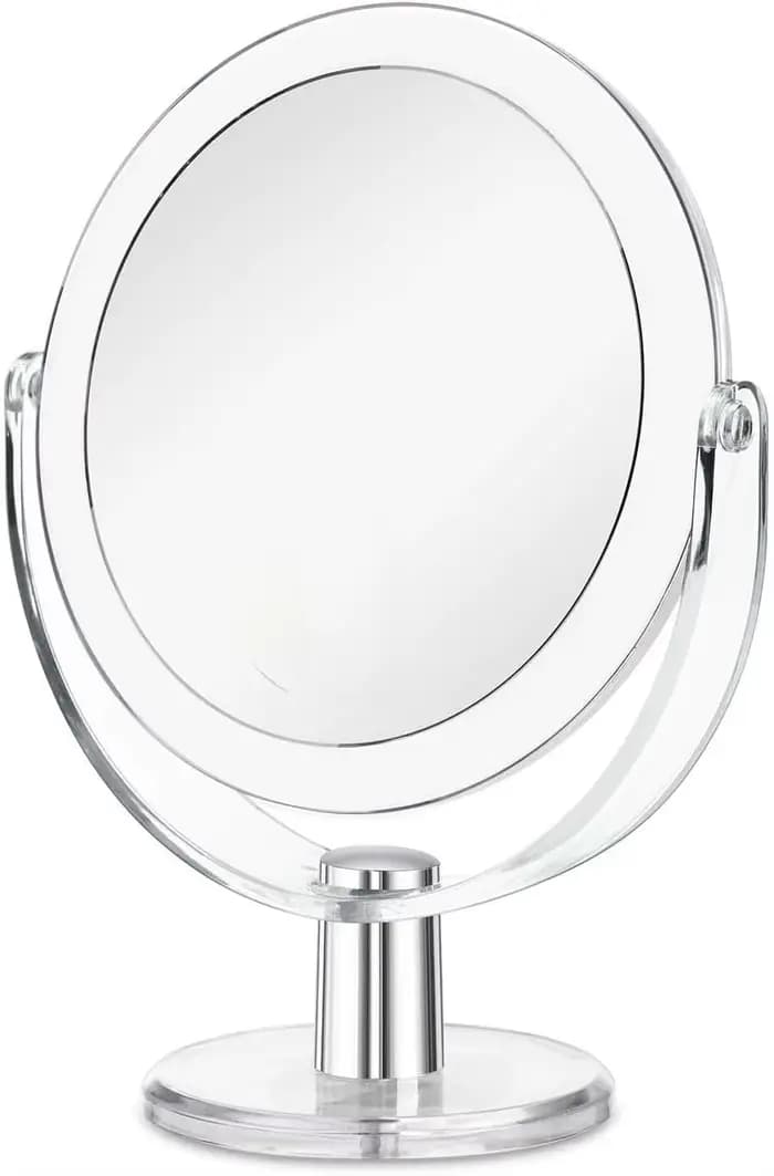 Miroir de maquillage avec support, miroir grossissant Double face pivotant à 360 degrés, miroir de c