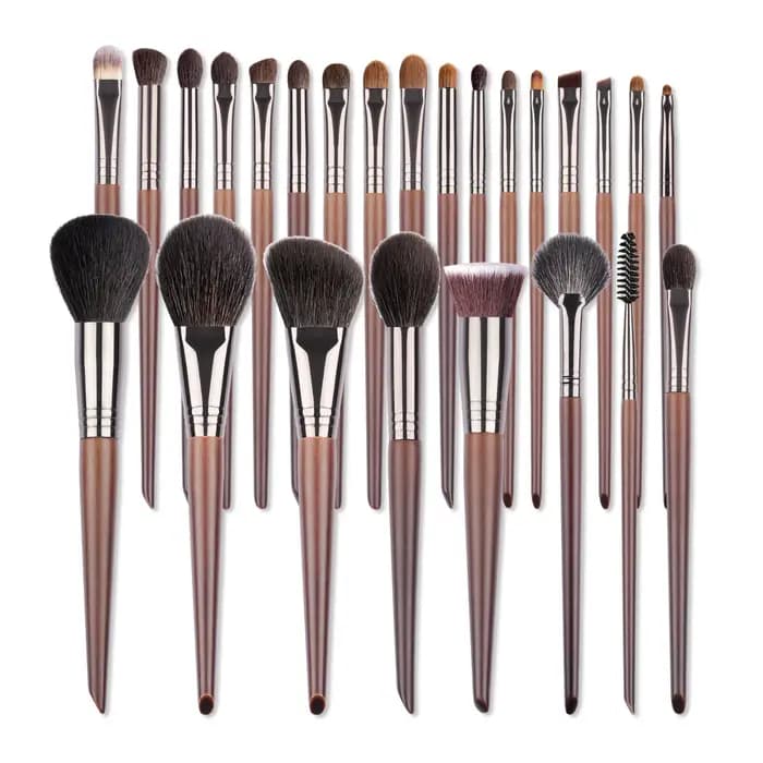 OVW pinceaux de maquillage ensemble 24 pièces poudre de cheveux de chèvre naturelle fond de teint Contour mélange fard