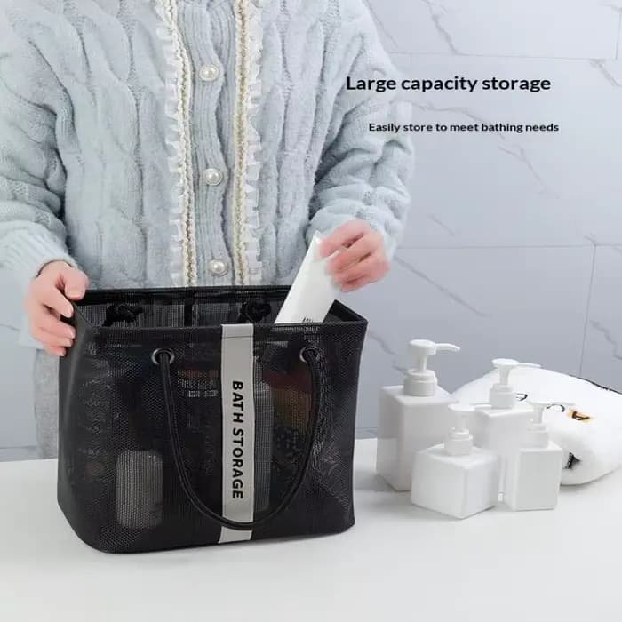 Trousse de toilette en maille avec trous de drainage – Organisateur de douche portable pour hommes et femmes