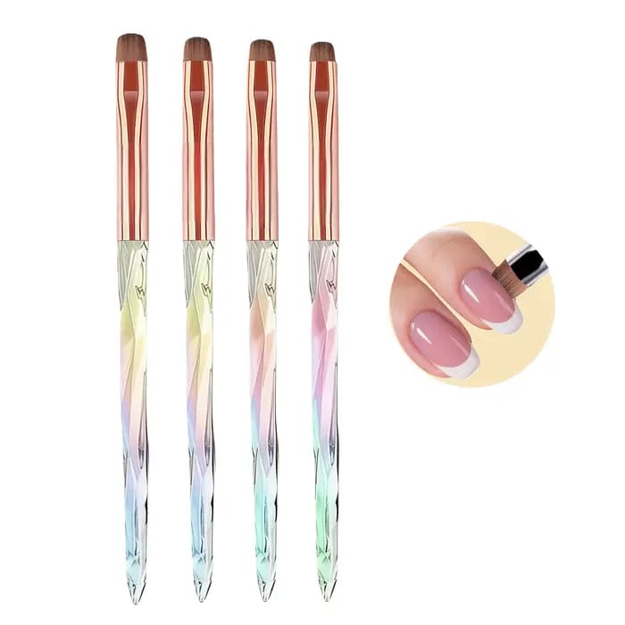 4 pinceaux professionnels pour ongles - Brosse à manucure française 3-en-1 avec détails fins pour un nettoyage précis