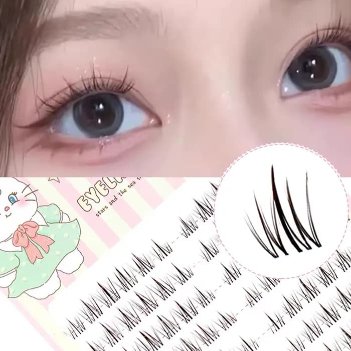 Cils segmentés de grande capacité, bande noire transparente, faux cils tournesol, Style féerique dou