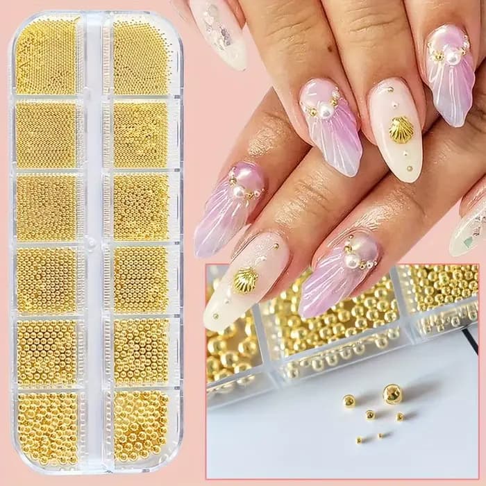 Mini perles de Caviar pour décoration des ongles, 2 pièces/lot, décorations pour Nail Art, Micro bou